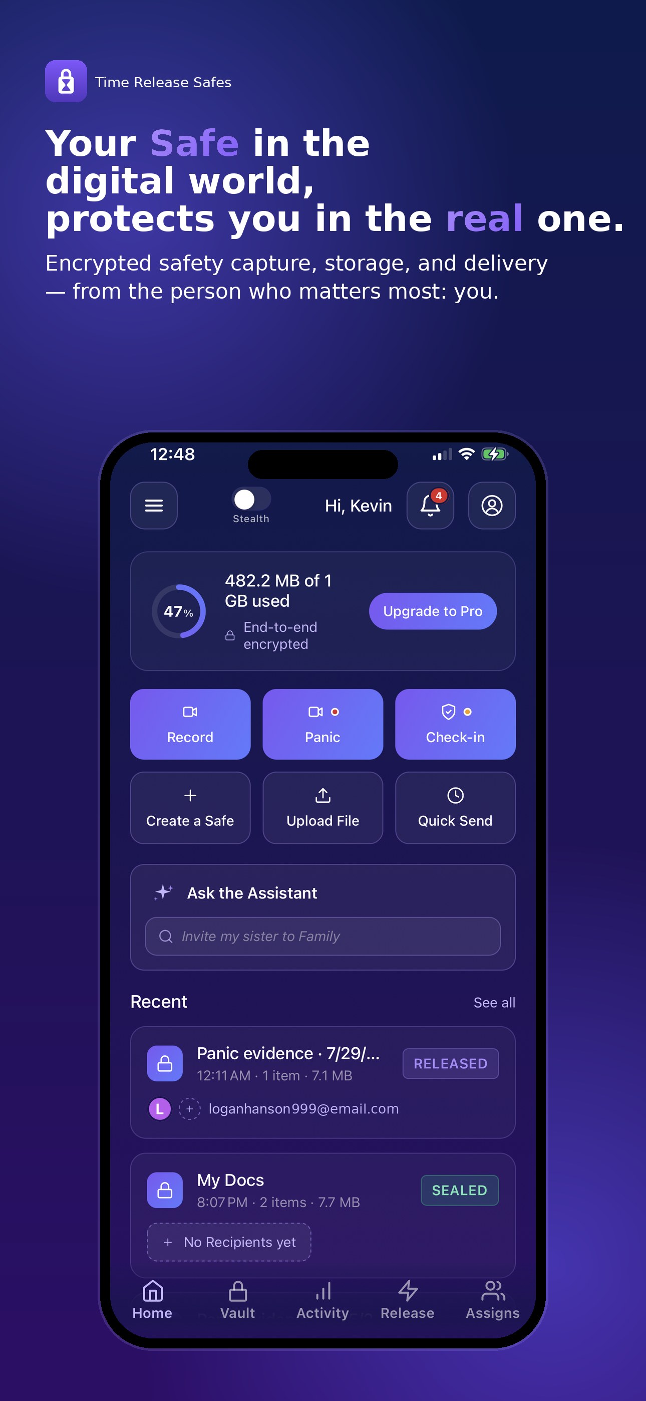Safety in your pocket — Home screen
