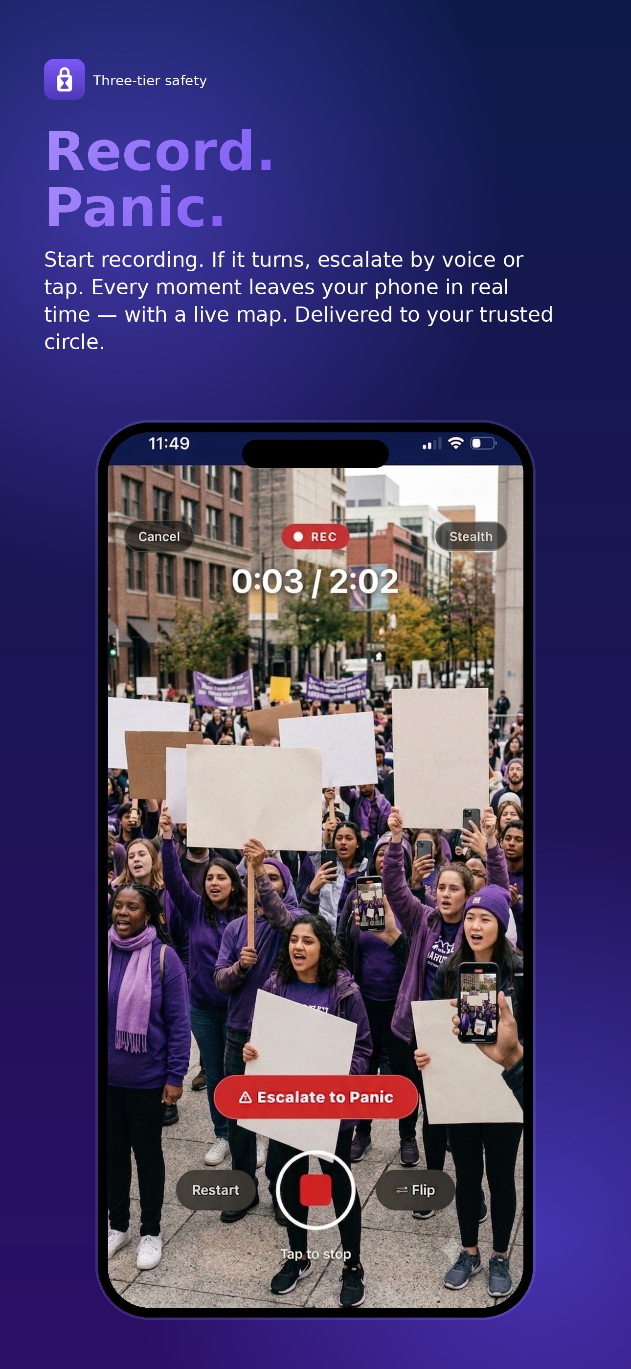 Record. Panic. — Three-tier safety