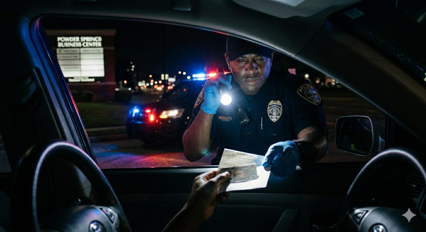 A traffic stop, captured